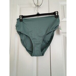 Anne Cole Bikini Botton Women's Side Shirred High Waist Green Size L Convertible